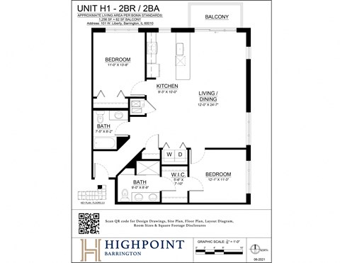 a floor plan for a unit with a bedroom and a bathroom